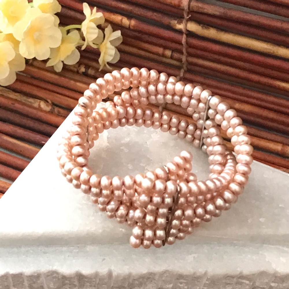 Faux Blush Pearl Cuff Bracelet
